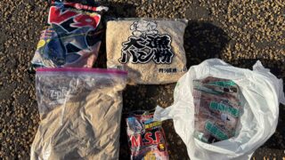 米ぬかと市販の配合餌による撒き餌ブレンド例「米ぬか×パン粉×グレパワーV9」